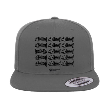 Fish Bones Embroidered Flat Bill Cap